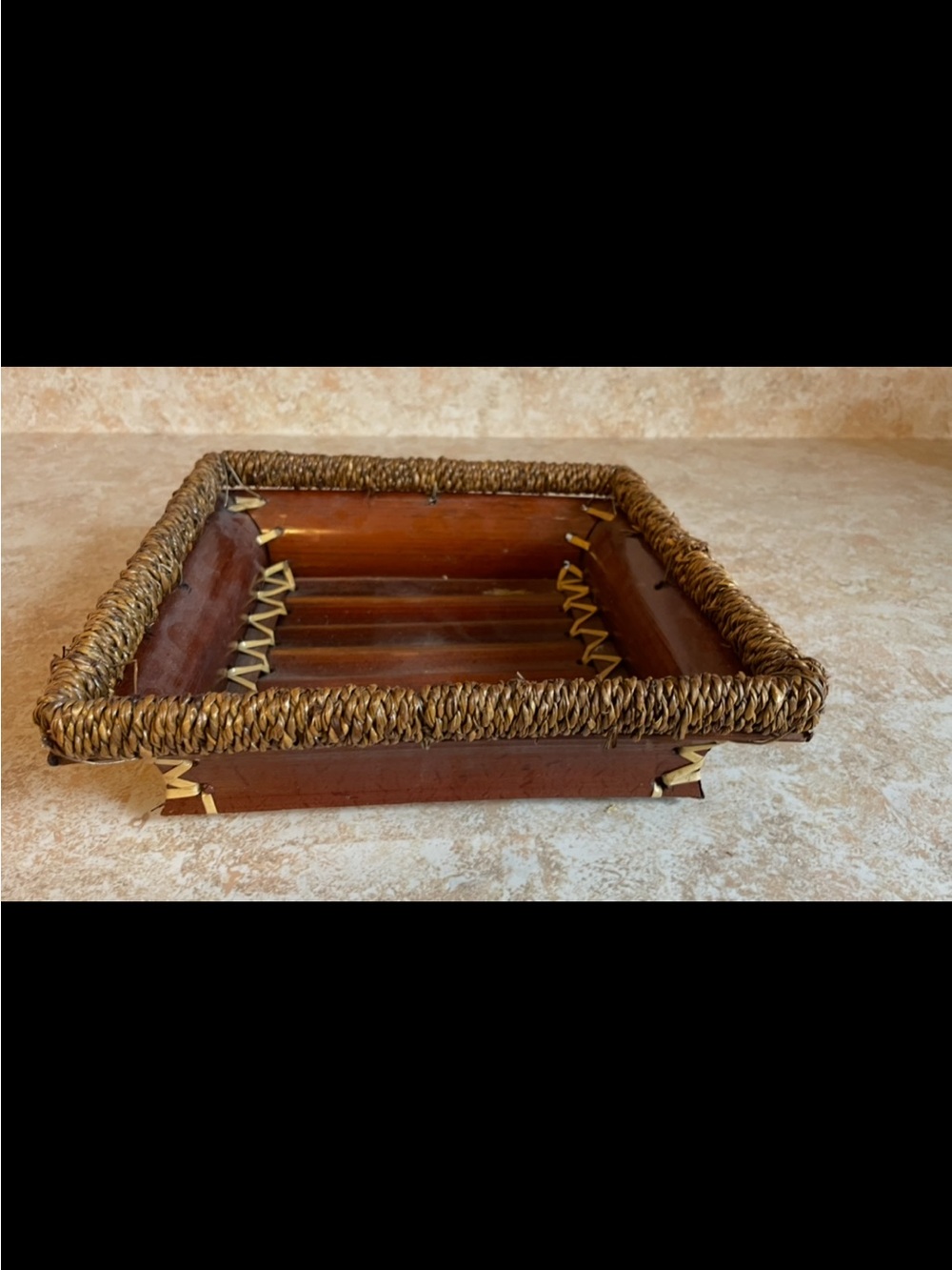 Vintage Small Bamboo Serving Tray